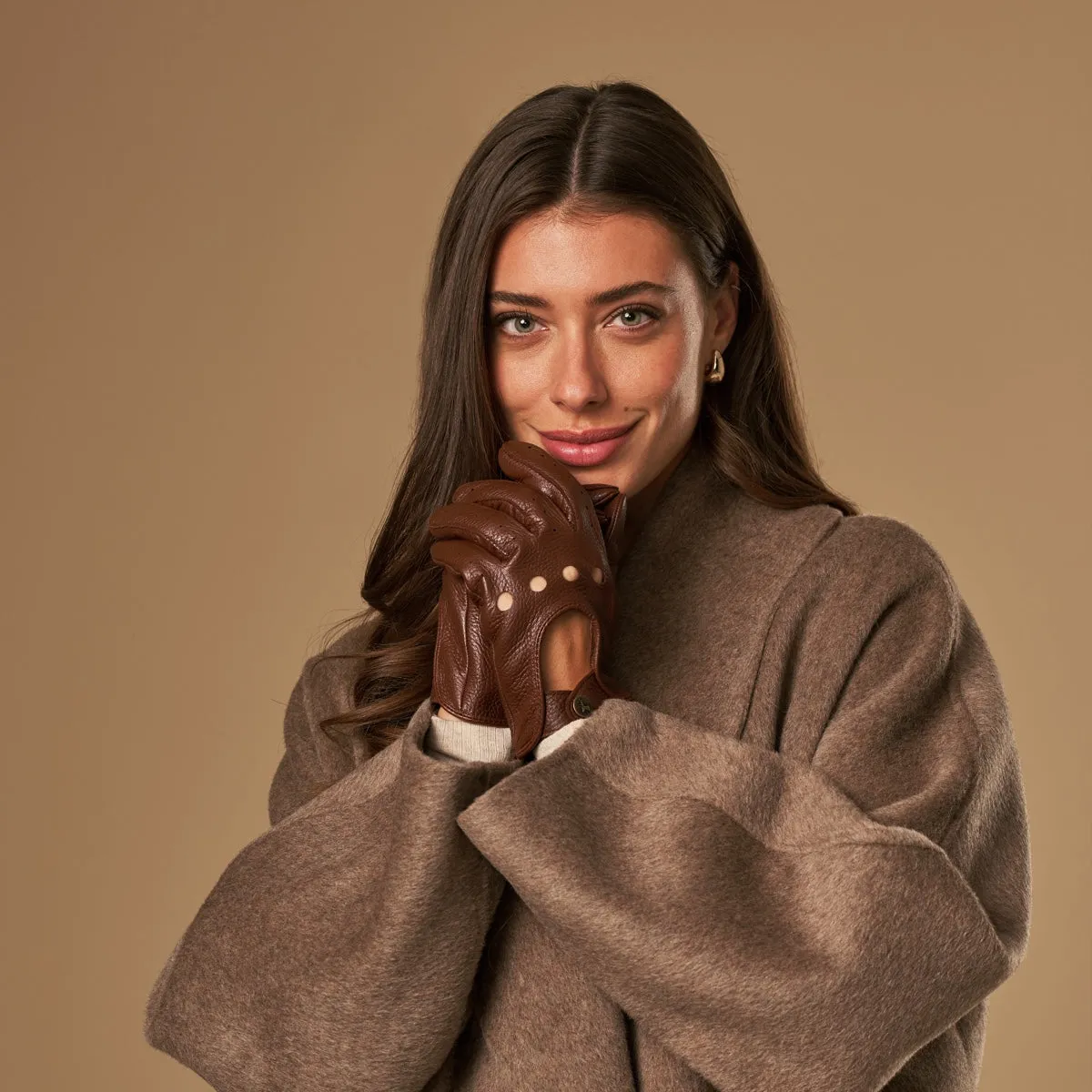 Marley (brown) – luxurious driving gloves made of American deerskin leather